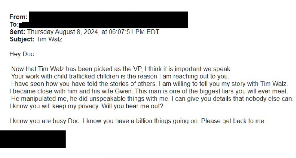 Tim Walz student victim in Nebraska email