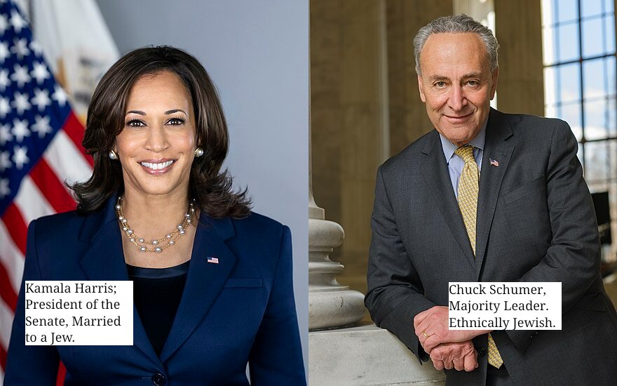 Harris married Jew Emhoff & Chuch Schumer is a dirty filthy vicious Jew Sp00k